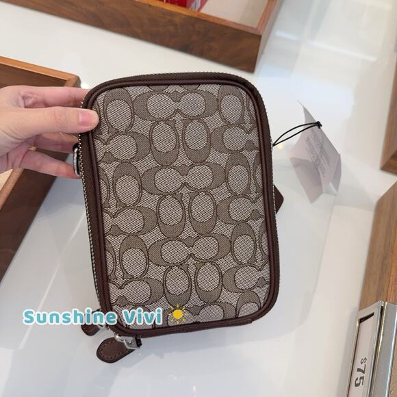 NWT Coach Men's Stanton Crossbody In Signature Jacquard Silver/Oak/Maple CH097 - Picture 1 of 9